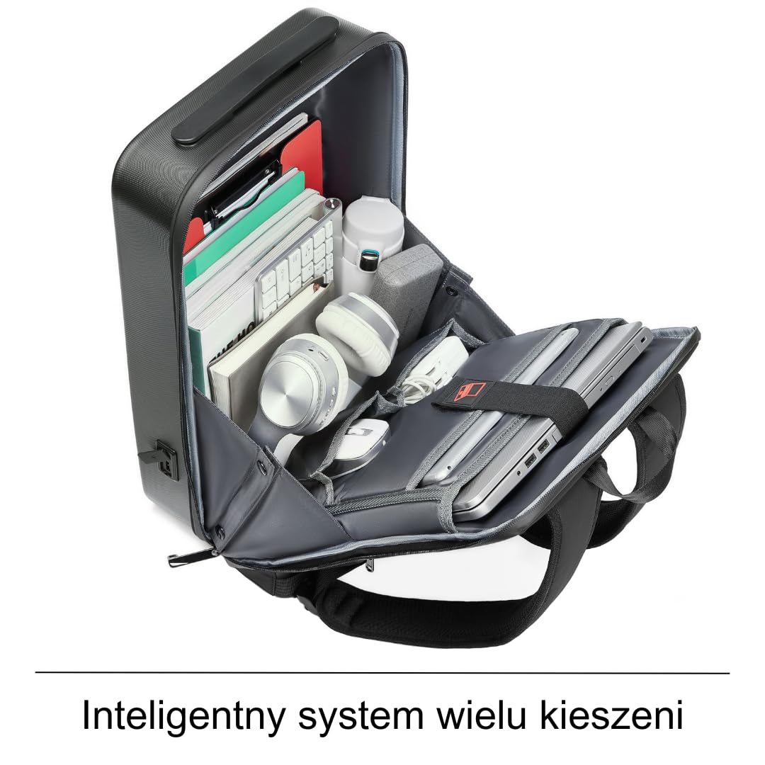 Plecak Męski z Kieszenią na Laptop 15,6" 46x31x12 Bagaż Podręczny Plecak na Laptopa 6 Przegródek Torba Antykradzieżowa Wodoodporna Port USB 24L Plecak Biznesowy Praca Biuro Szkoła Uczelnia Podróże