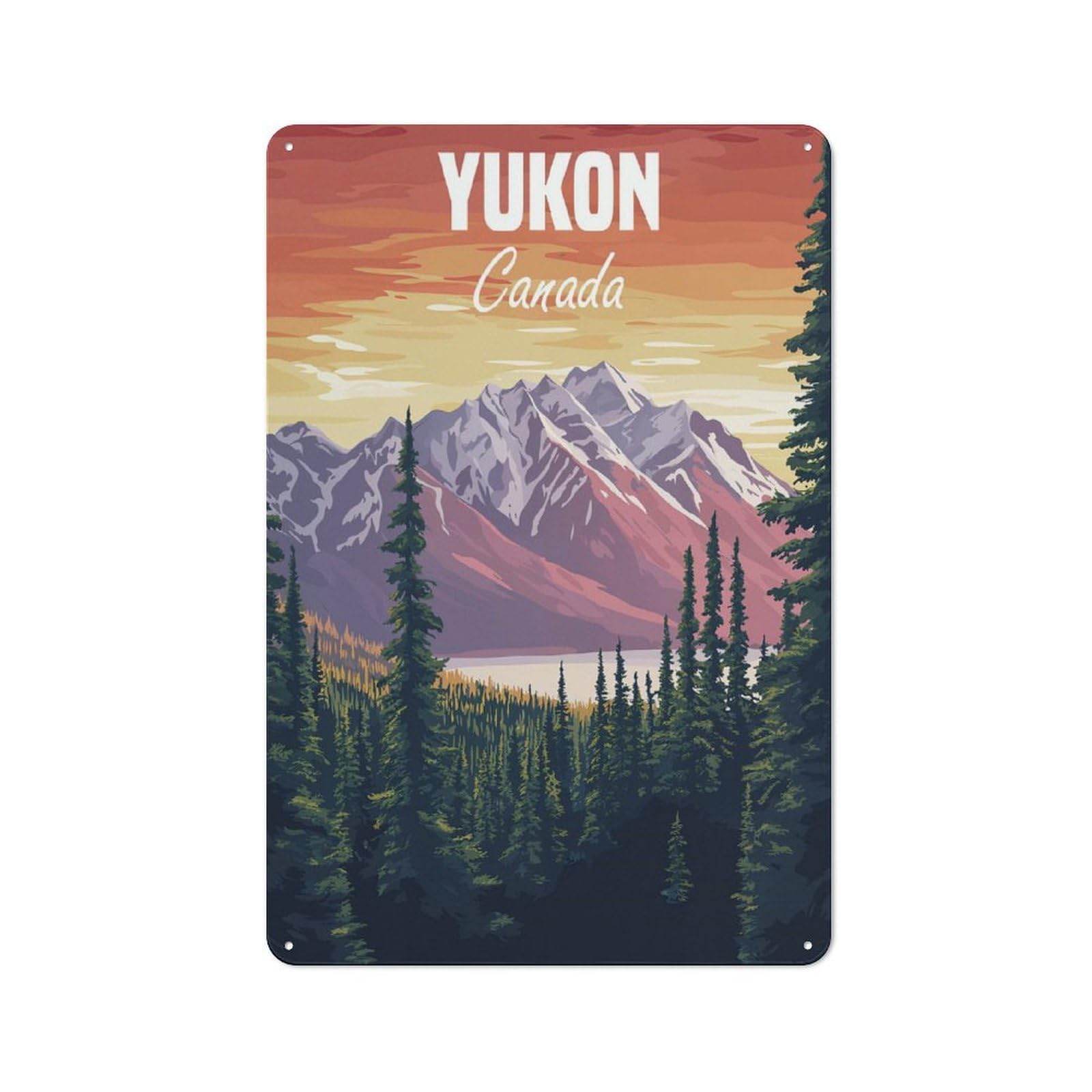 Junmoney Yukon Canada Mountain Landscape Country Metal Wall Decor 30X20cm, Country Metal Sign For Kitchen, Cottage, Porch Or Garden Room