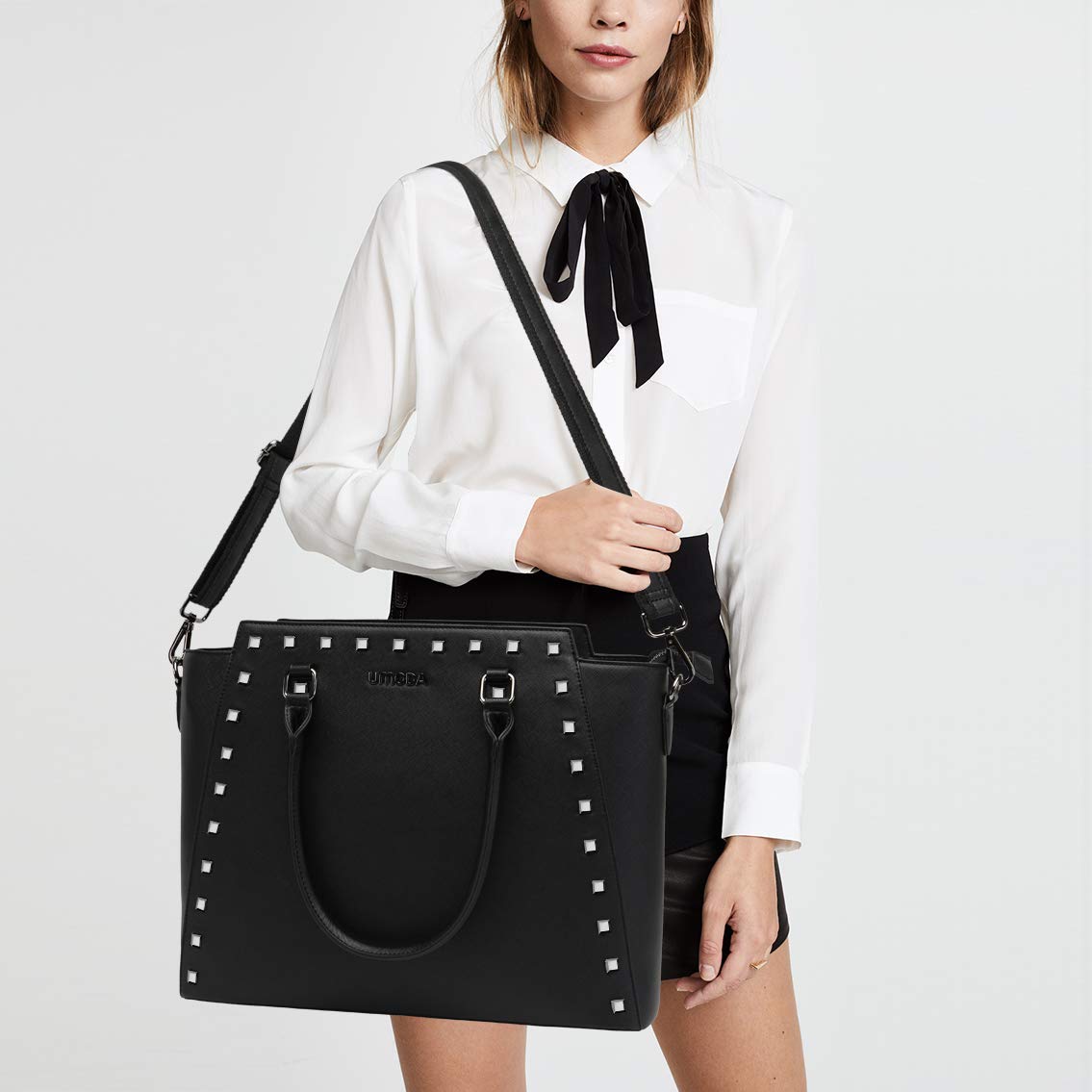 Laptop Bag for Women,17 Inch Water-Resistant Work Tote Bag,Stand Upright Laptop Totes with Adjustable Shoulder Strap (17Inch-Black)