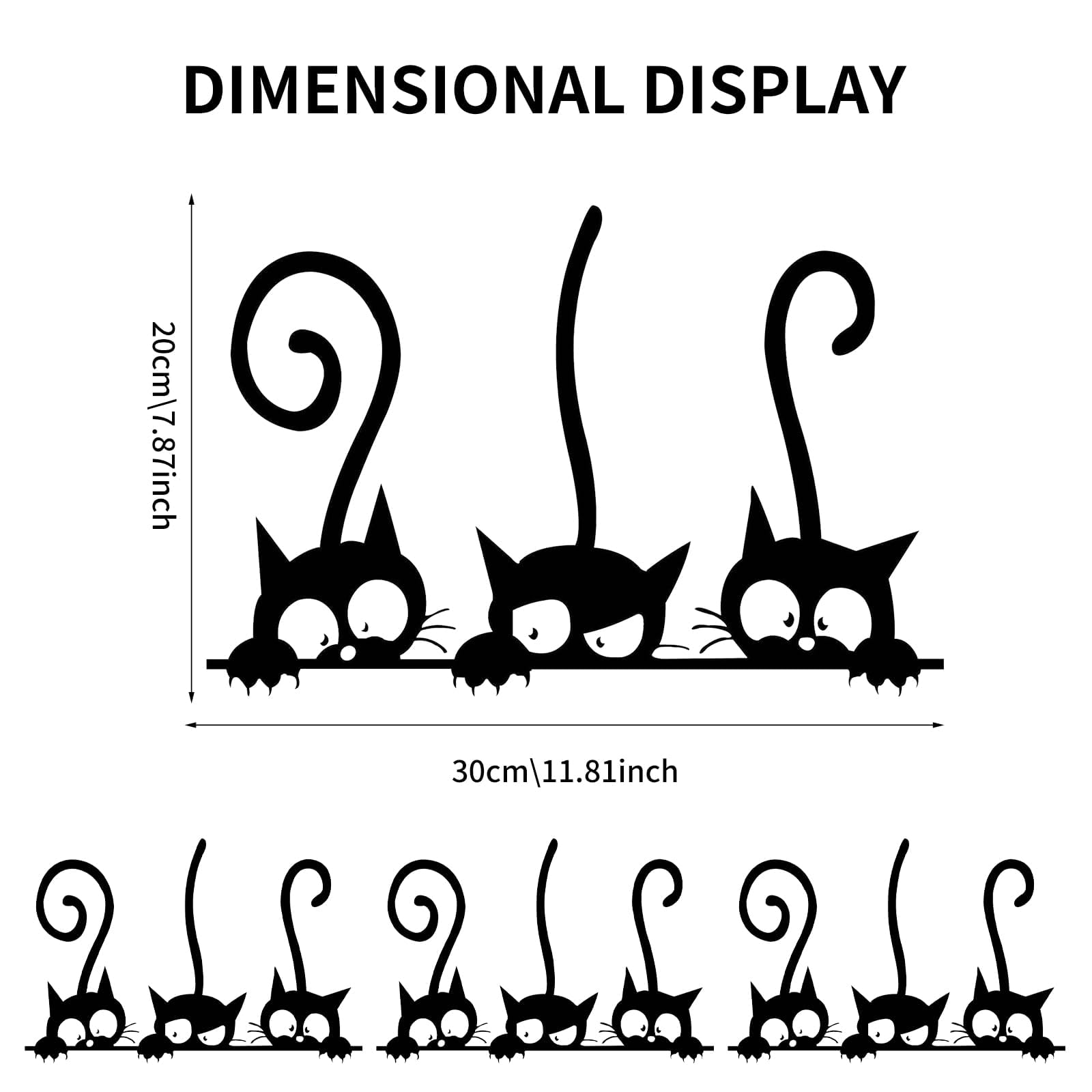 Set di 4 Adesivi Murali Neri Gatti, Divertente Adesivo Da Parete Gatto Nero, Muro Decorazione, Adesivi Muro Gatti, per Soggiorno Camera da letto Camera dei Bambini Corridoio Finestra
