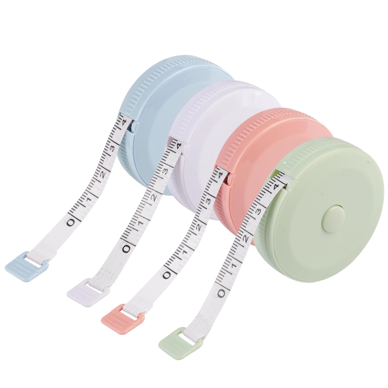 4 Piezas Cinta Metrica corporal Para Cuerpo Suave Retráctil 2 m, Cinta Métrica Retráctil con Doble Escala, Metro Costura Flexible de PVC para Tela, Costura, Sastrería, Pérdida de Peso, Manualidades