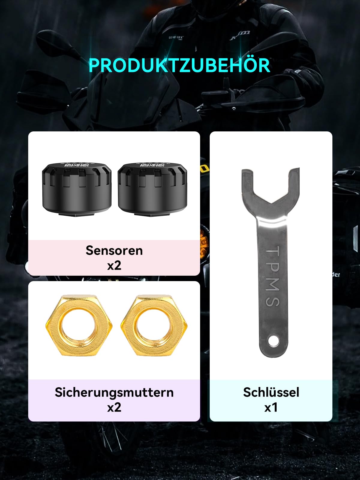 Spedal Reifendruckkontrollsystem TPMS für Motorrad – Bluetooth Reifendrucksens mit App: Druck & Temperatur präzise, Wasserdicht, Echtzeit-Alarm, für iOS & Android (3)