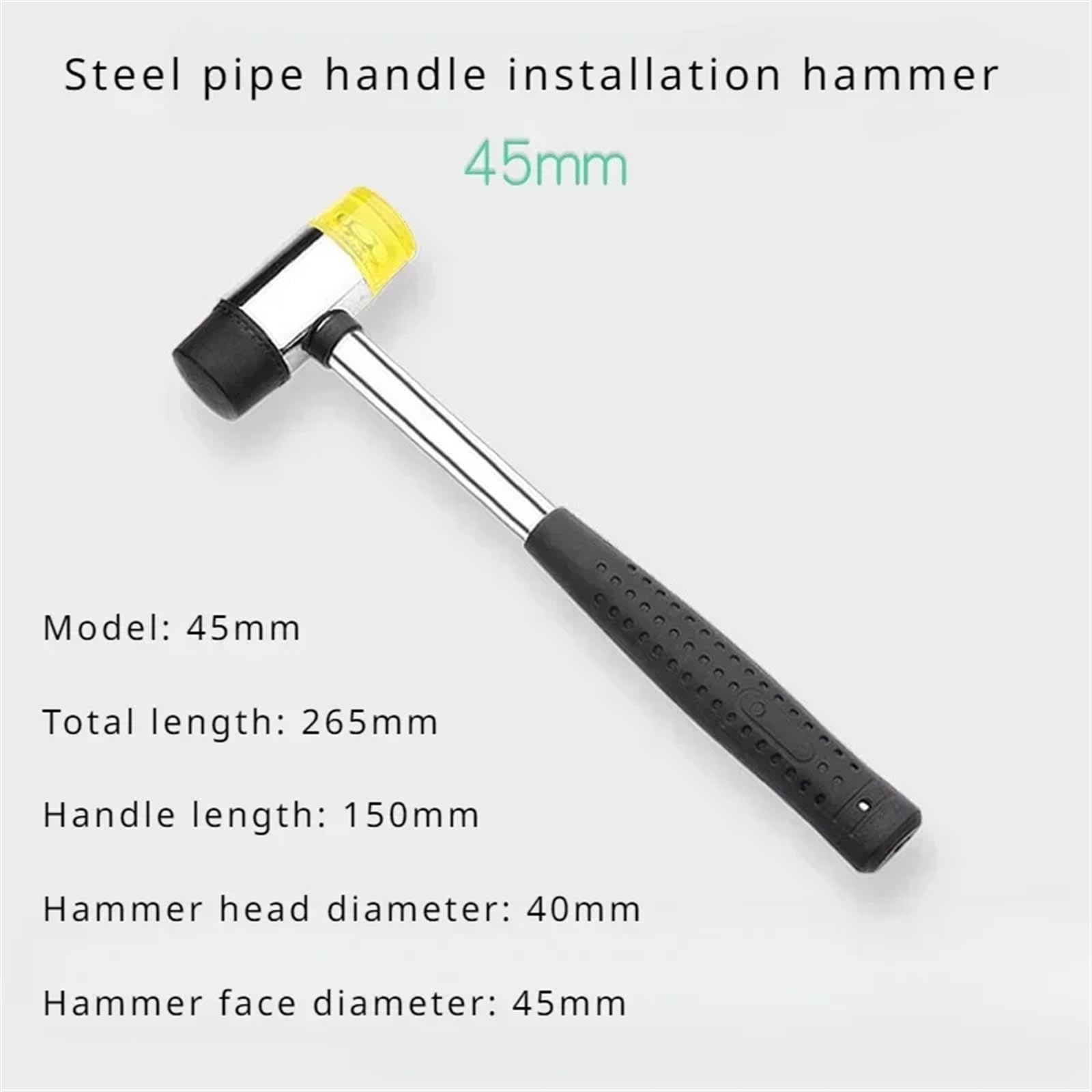 Juego de martillos de Goma, Rubber Mallet 25-45mm Construction Decoration Tile Flooring Woodworking Laminate Tool(45mm)