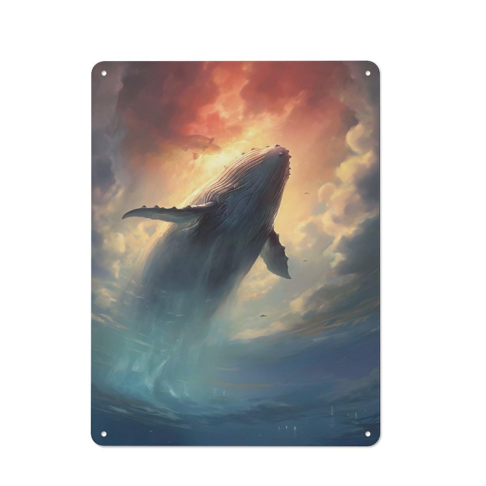 Metal Sign 40x30cm with Holy Whale for Pub Or Café, Vintage Decor, for Metal Sign Collectors, for Garage And Workshop Walls