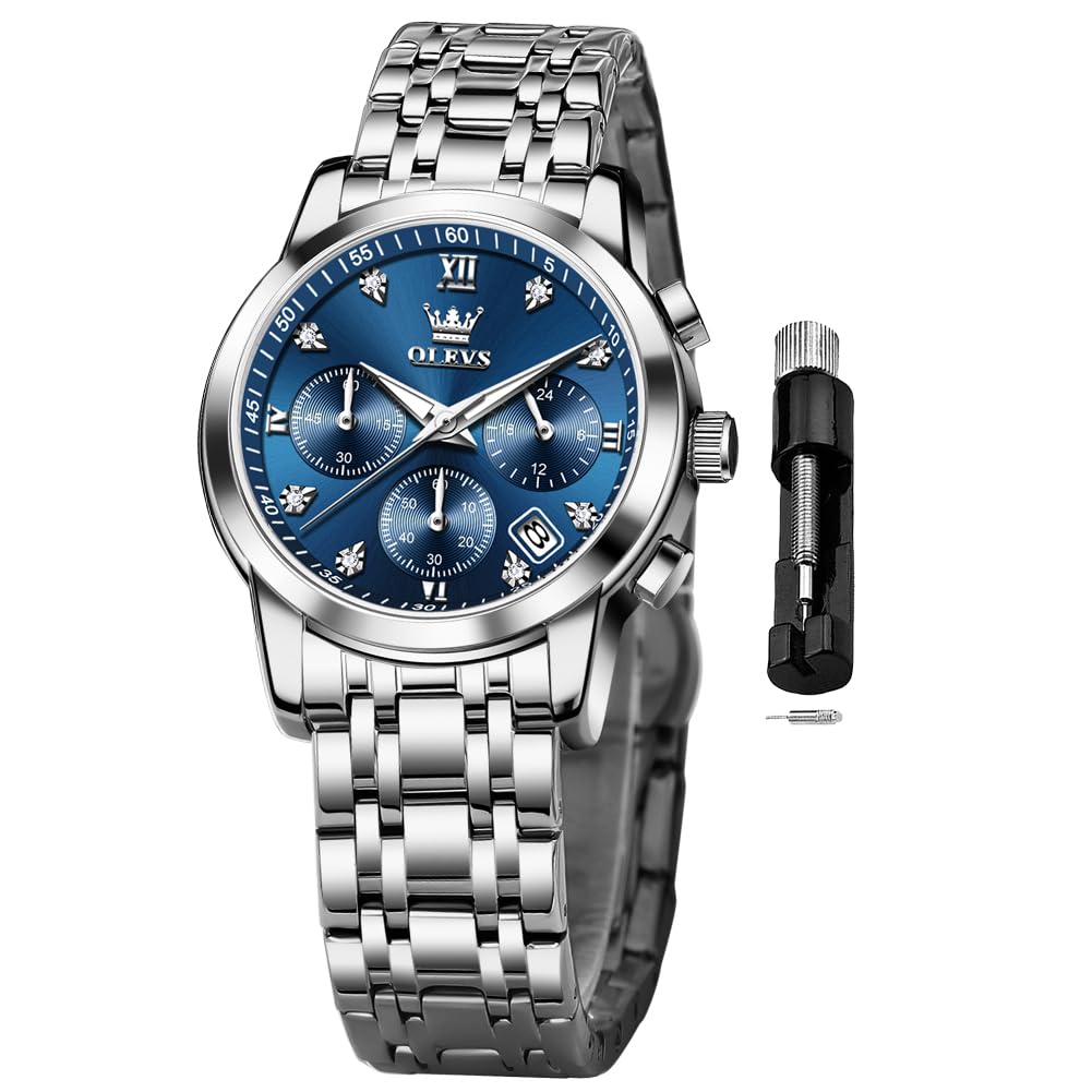 OLEVS Women Watches Business Dress Diamond Female Watches Stainless Steel Date Waterproof Two Tone Watch for Women