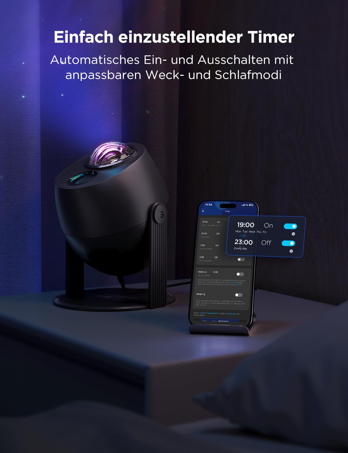 Govee LED Sternenhimmel Projektor, RGBW Aurora Lampe mit 52 Szenen, Timer, 18 White Noise, Alexa Matter Kompatibel Polarlicht Lampe, Smart Galaxy Sternenprojektor für Kinderzimmer Schlafzimmer Deko