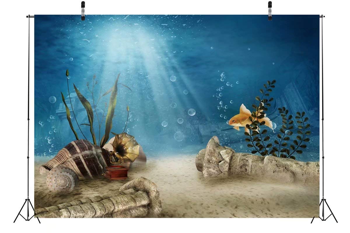 Amazon | BELECO 5x3フィート 水中背景 ファンタジー 水中 廃棄物 古い