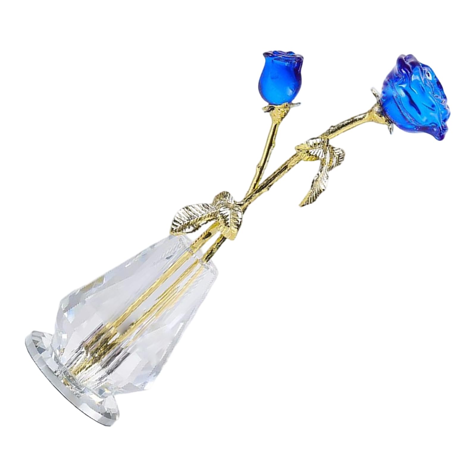 Figurine de rose en cristal avec vase pour décoration de maison