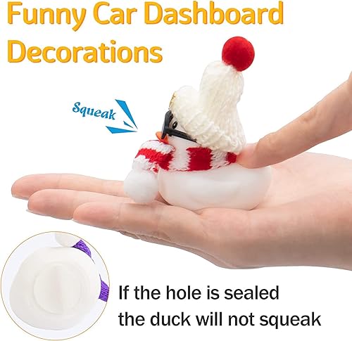Miniatura 4 de wonuu Adornos de goma de Navidad para automóvil decoración de tablero de automóvil de pato amarillo para fiestas de Navidad regalos y decoraciones