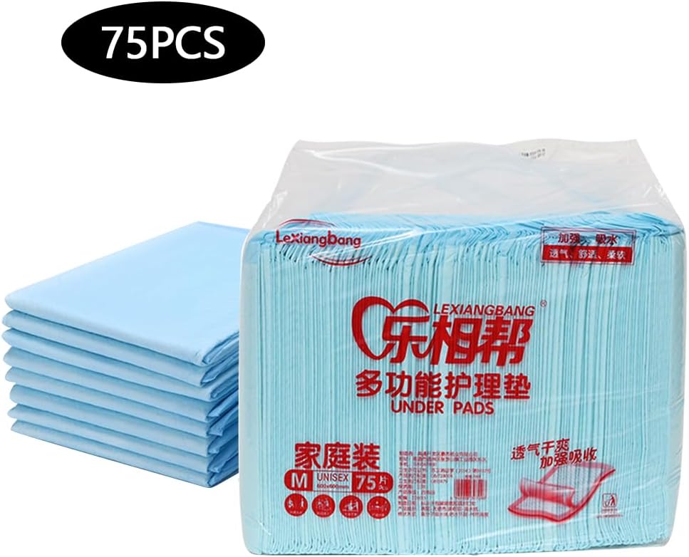 Dioche Disposable Underpad Urine Pad Embossed High Absorbency Leak Proof Bed Under Pad for Elderly Adults Postoperative Care 60x60cm 75PCS