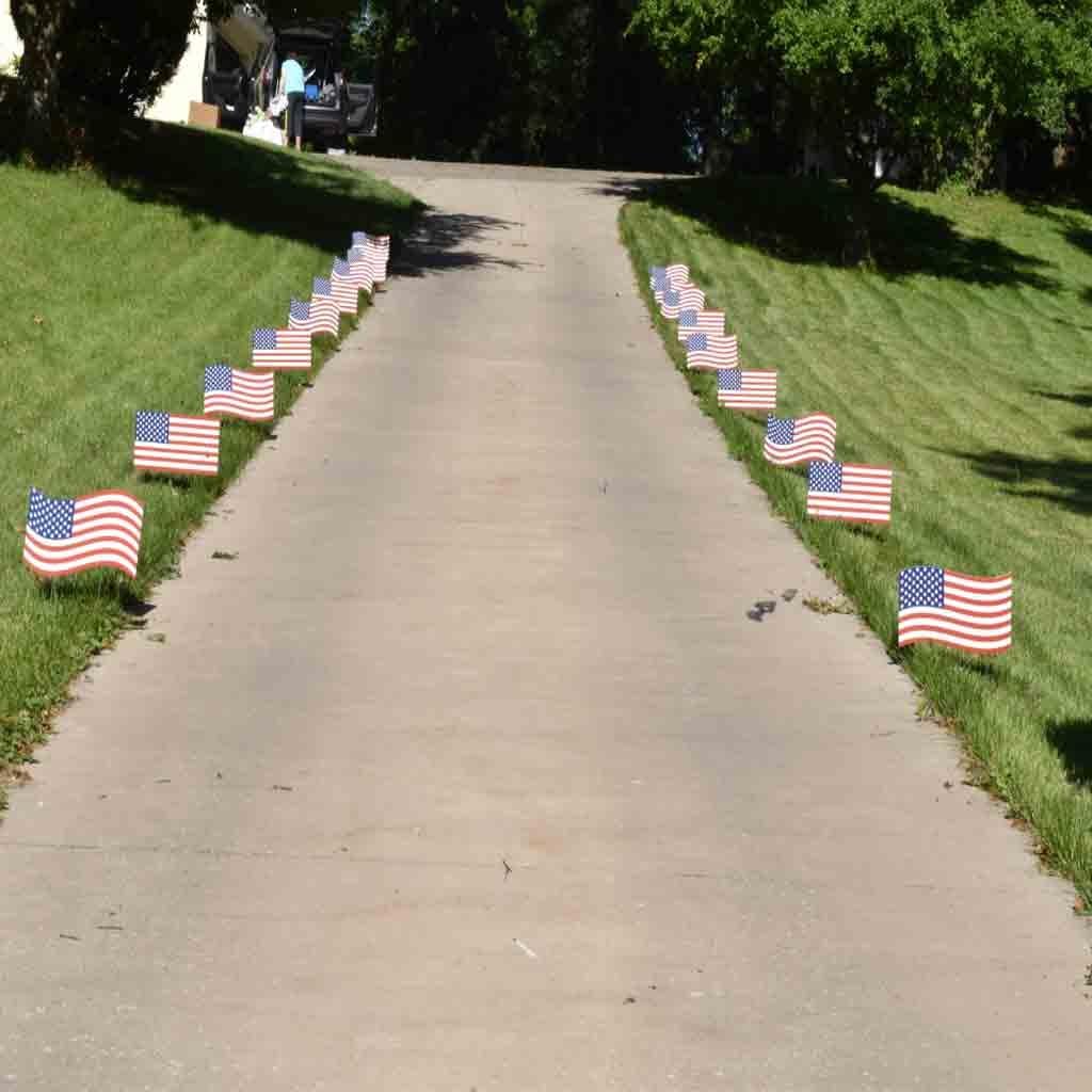 VictoryStore Yard Sign Outdoor Lawn Decorations: Fourth of July - Flag Pathway Markers - Corrugated Plastic Flags - Patriotic Yard Decorations - 18 Count