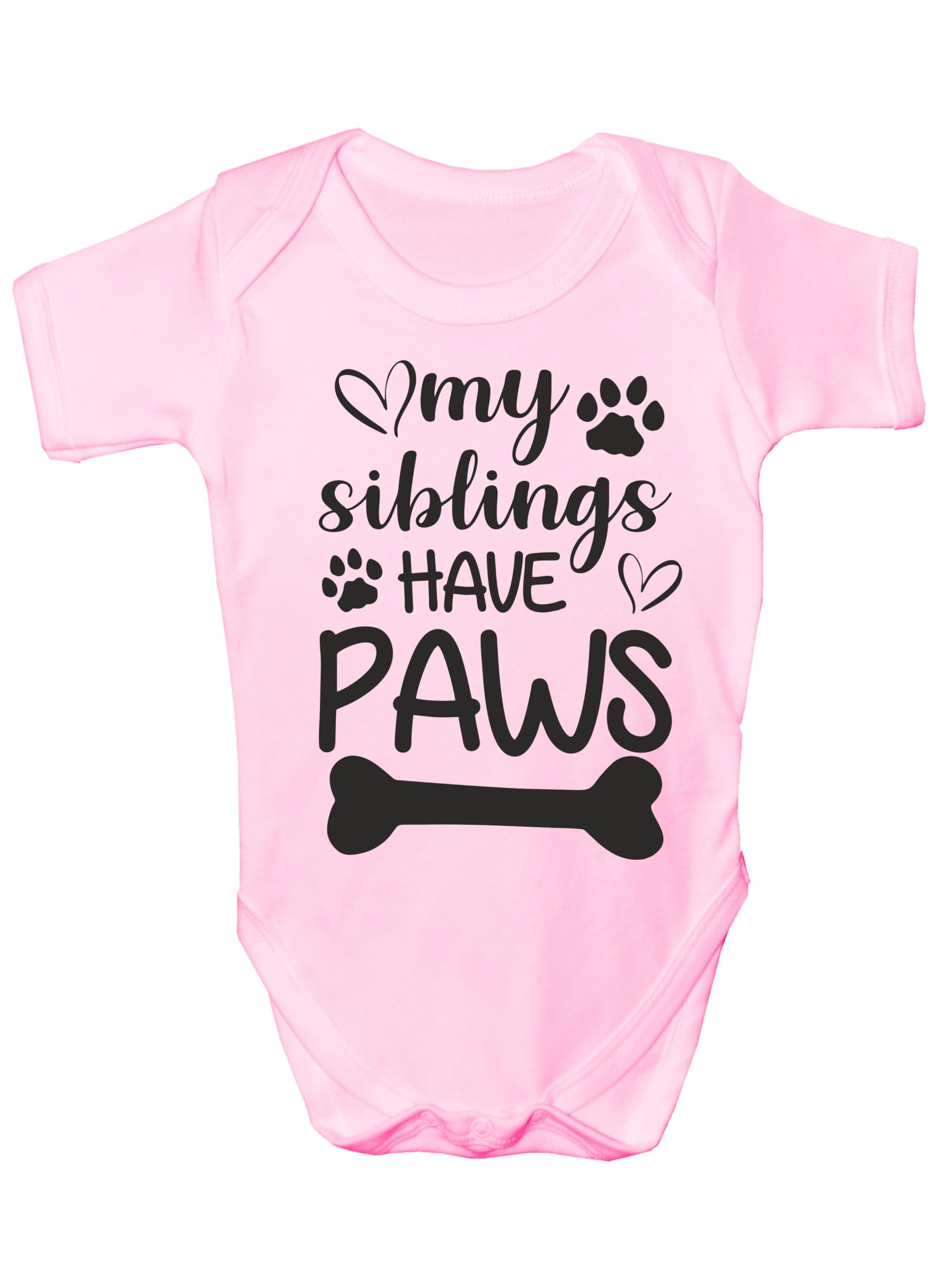 Print4U My Siblings Have Paws Funny Babygrow Dog Lover Bodysuit Baby Gift Age 3-6 Months Pink