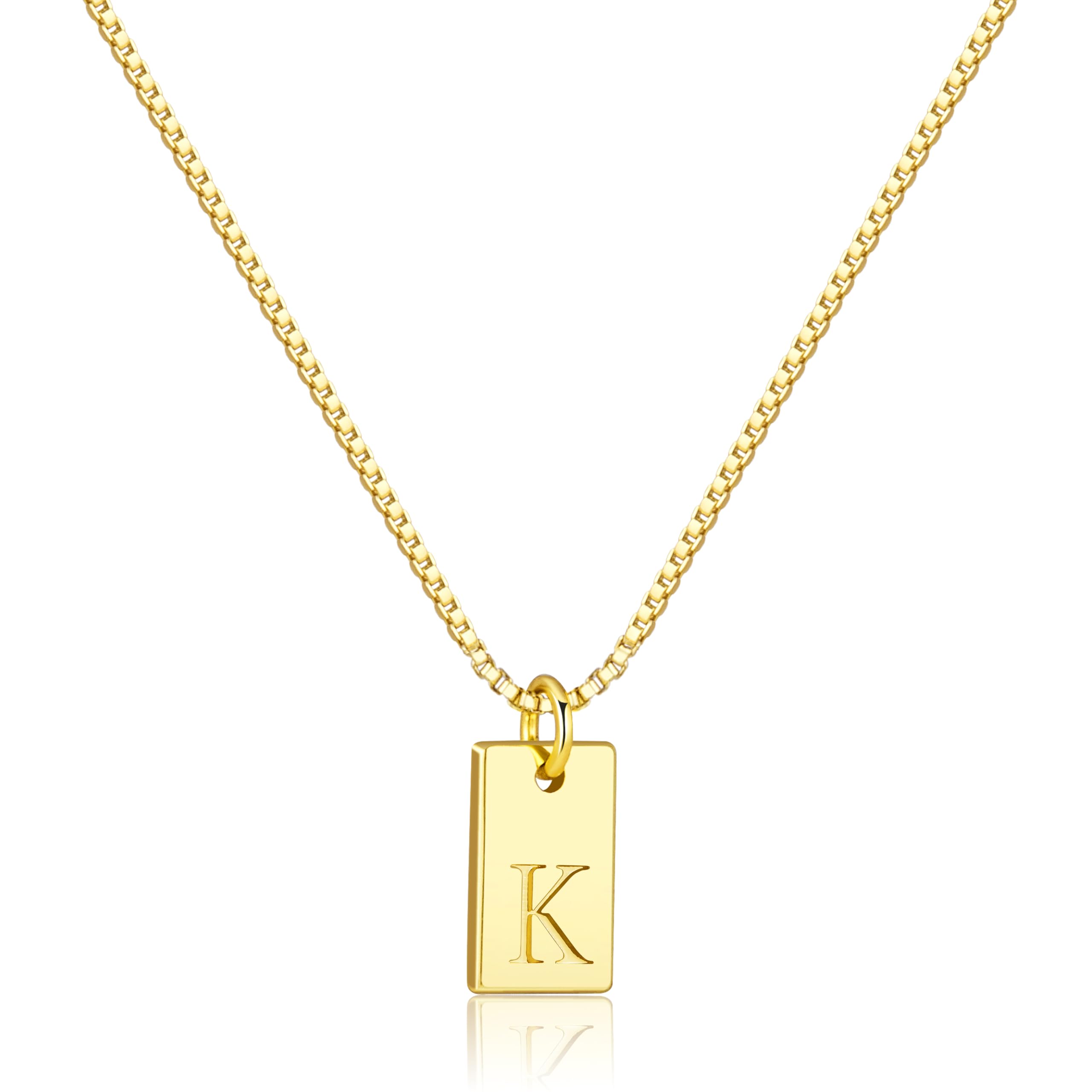 Poxtex Dainty Initial Necklace for Women – 14K Gold Silver Plated Letter Pendant, Trendy Waterproof Non-Tarnish Personalized Name Tag Charm Necklace,