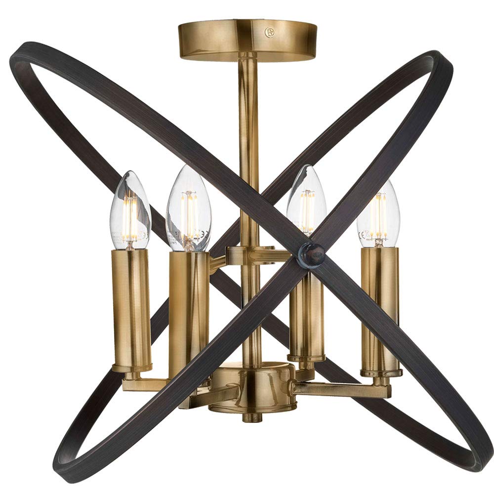 Searchlight Lighting Bronze Searchlight 8344-4Bz Hoopla 4 Light Semi Flush Ceiling Light In