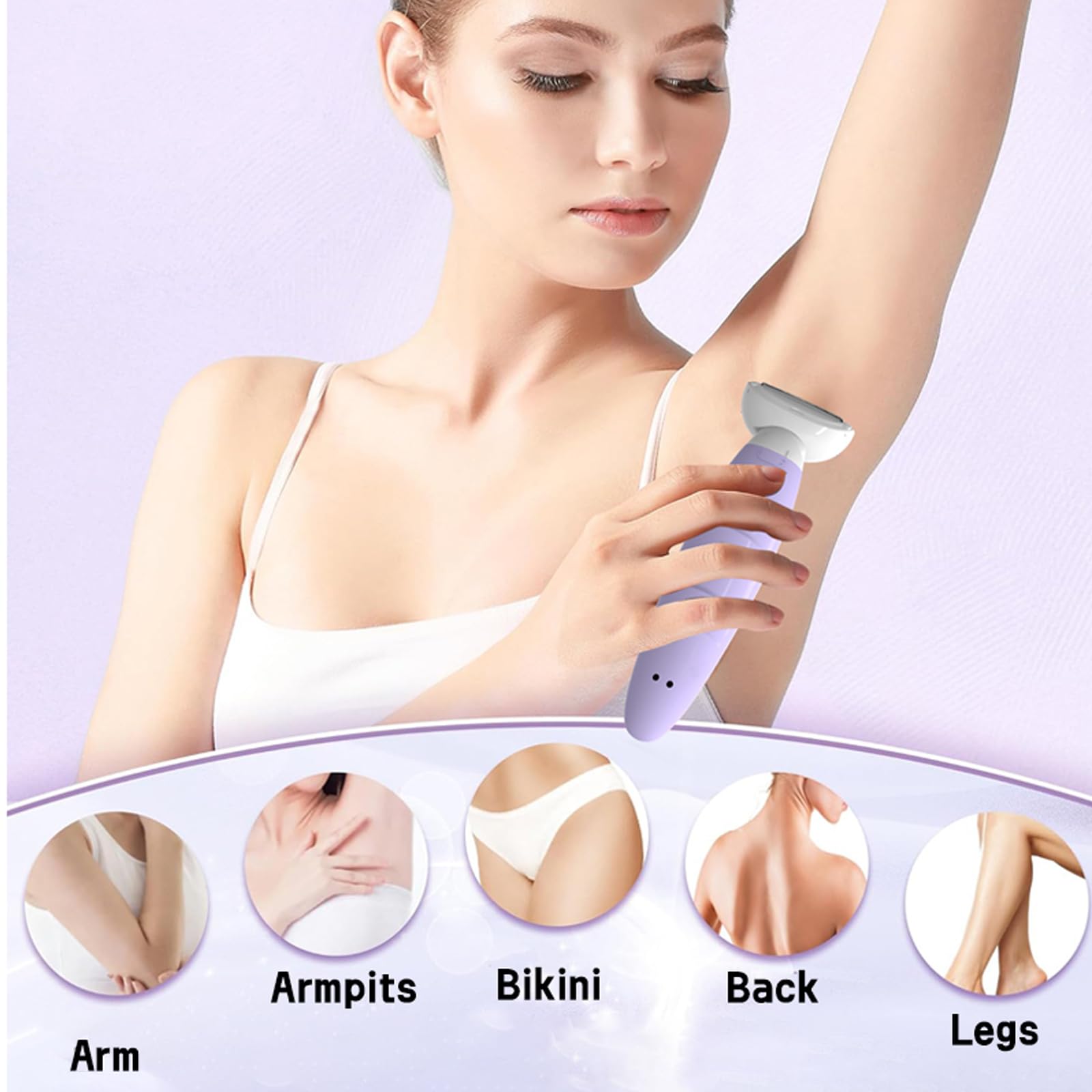 Maquinillas de afeitar eléctricas para mujer, recortadora de bikini para mujer, multifunción 5 en 1, kit de afeitadora para cara, nariz, cejas, brazos, axilas, piernas, área púbica 3