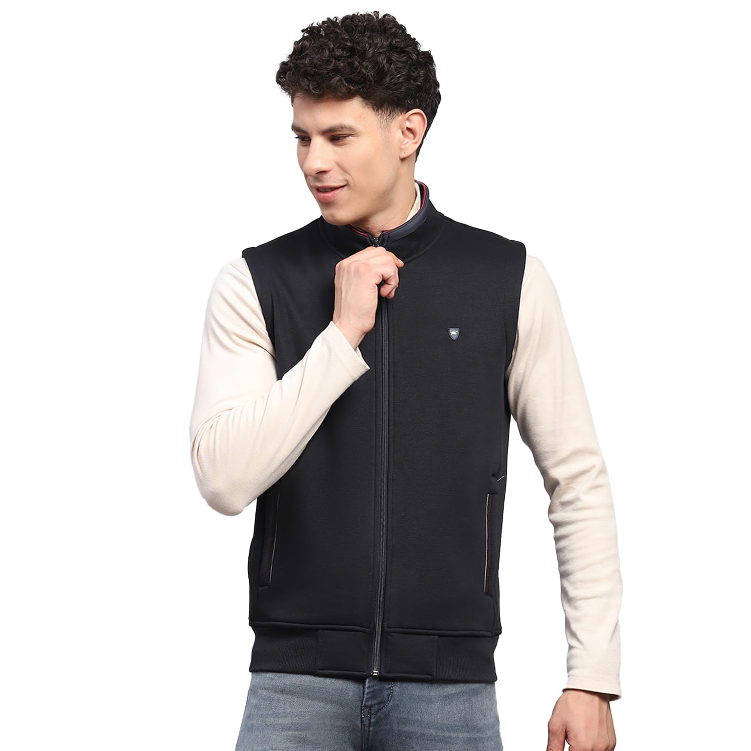 Monte Carlo Mens Solid Mock Neck Cotton Blend Sweatshirt-picture-17