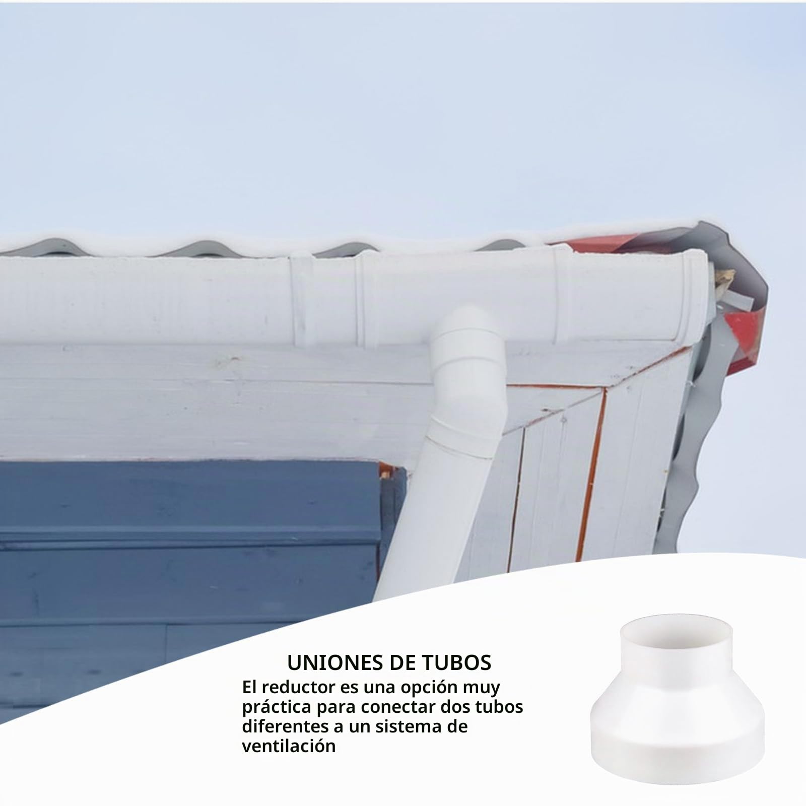 Adaptador de Conducto 150 mm a 100 mm, Tubo Reductor 150 a 100 Tubo Campana Extractora Reductor Universal para Sistema de Ventilación con 2 Abrazaderas, Adaptador para Conectar Conductos(ABS)