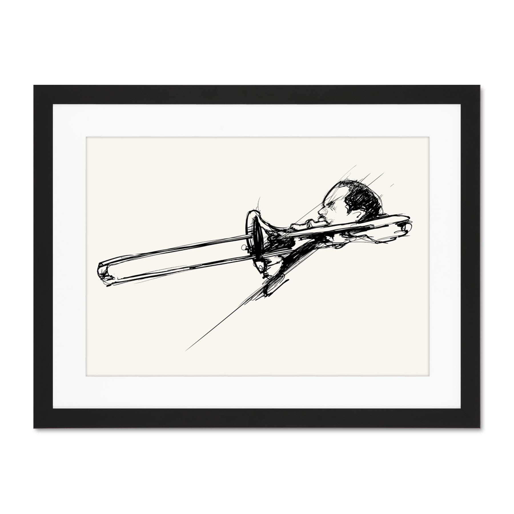Wee Blue Coo Musician Trombone Player Large Framed Art Print Wall Poster 18x24 inch