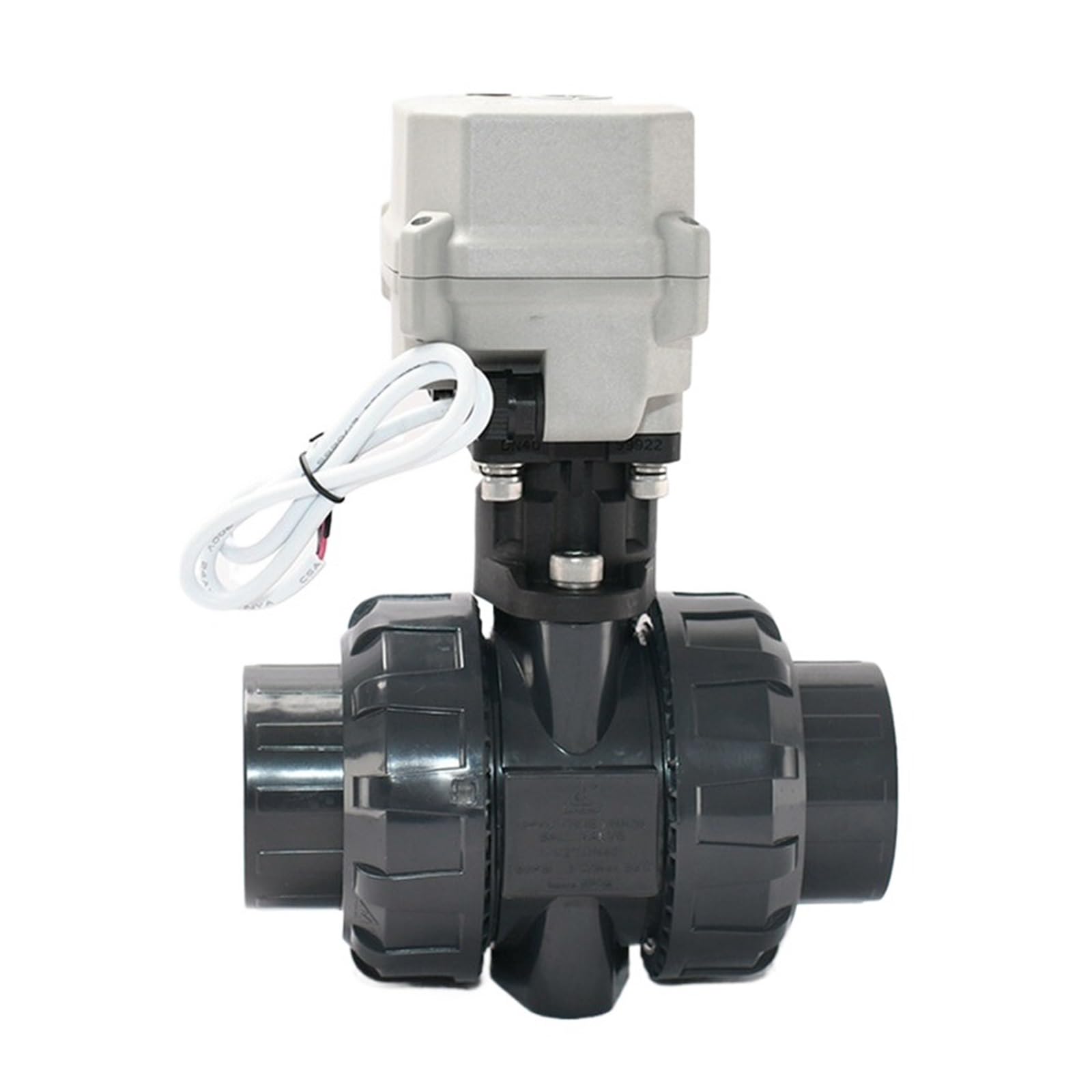 Valvola a Sfera, Valvola elettrica DN40 1-1/2'' a sfera motorizzata con unione vera a 2 vie estremità incollata valvola a comando manuale(GLUE END_DC24V_CR301)