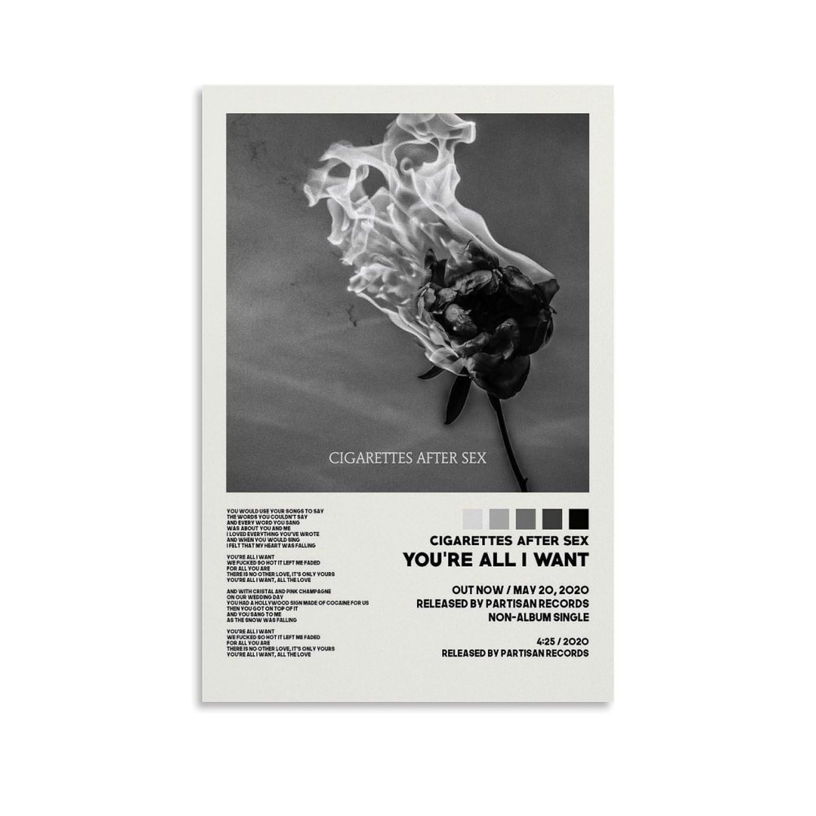 Whbaq Unframe-Style Cigarettes Poster After Sex Album Minimalist Poster Canva Colourfast Wall Art Decorative Painting For Living Room Bedroom Home Decor 12X18inch(30X45cm)