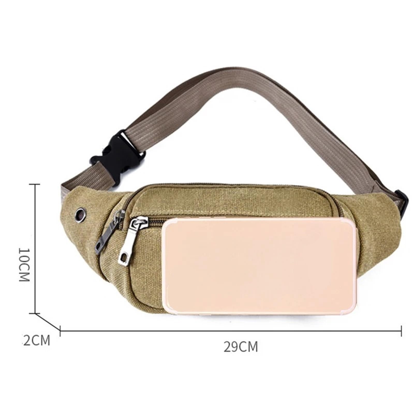 Riñonera de Lona for Hombre, Bolso Pecho Deportivo con múltiples Compartimentos, pequeño Tela, teléfono móvil, Fitness, Cartera Multifuncional para Walking, Deporte(Coffee)