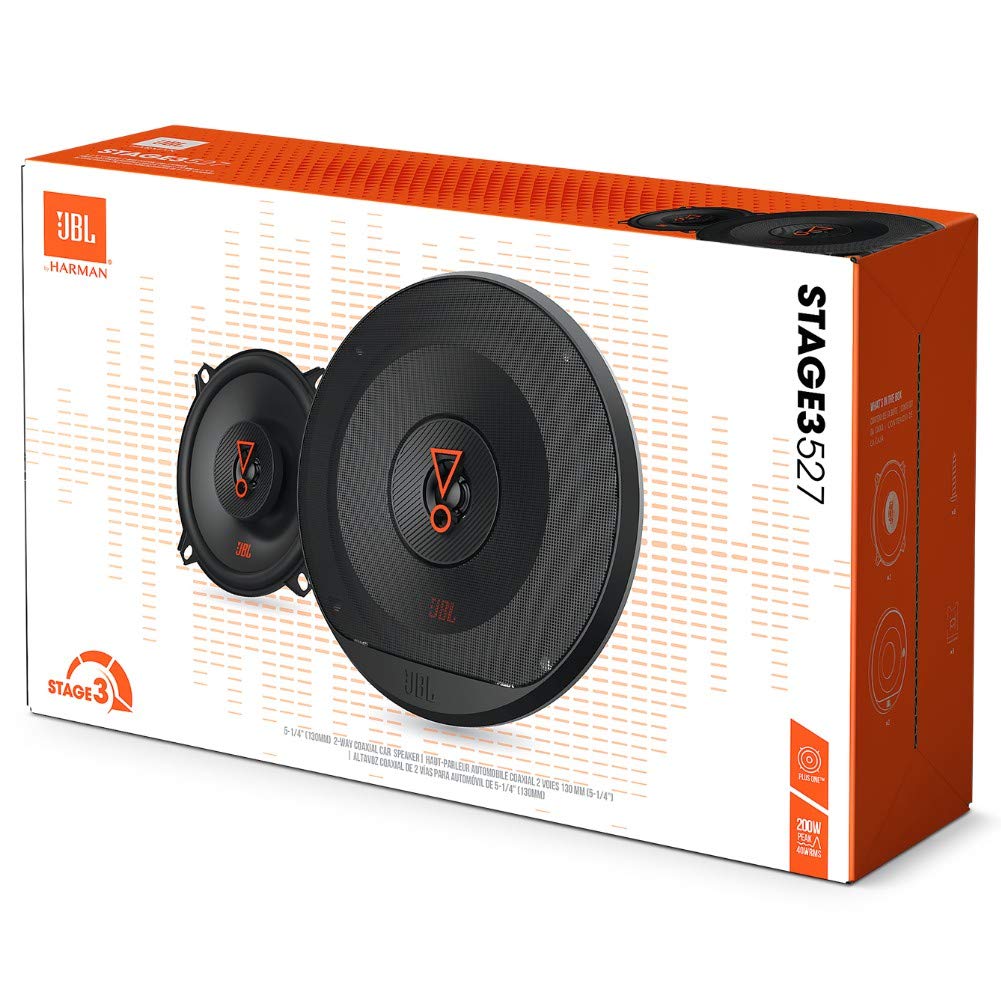 2 altoparlanti compatibile con JBL STAGE3 527 coassiali 2 vie da 5,25" 13,00 cm 130 mm 40 watt rms e 200 watt max 3 ohm 91 db spl auto neri, a coppia