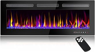 Sponsored Ad - LEMBERI 60 inch Electric Fireplace Recessed and Wall Mounted,750/1500W Fireplace Heater and Linear Fireplace with Touch Screen Control Panel, Timer,Remote Control,Adjustable Flame Color and Speed