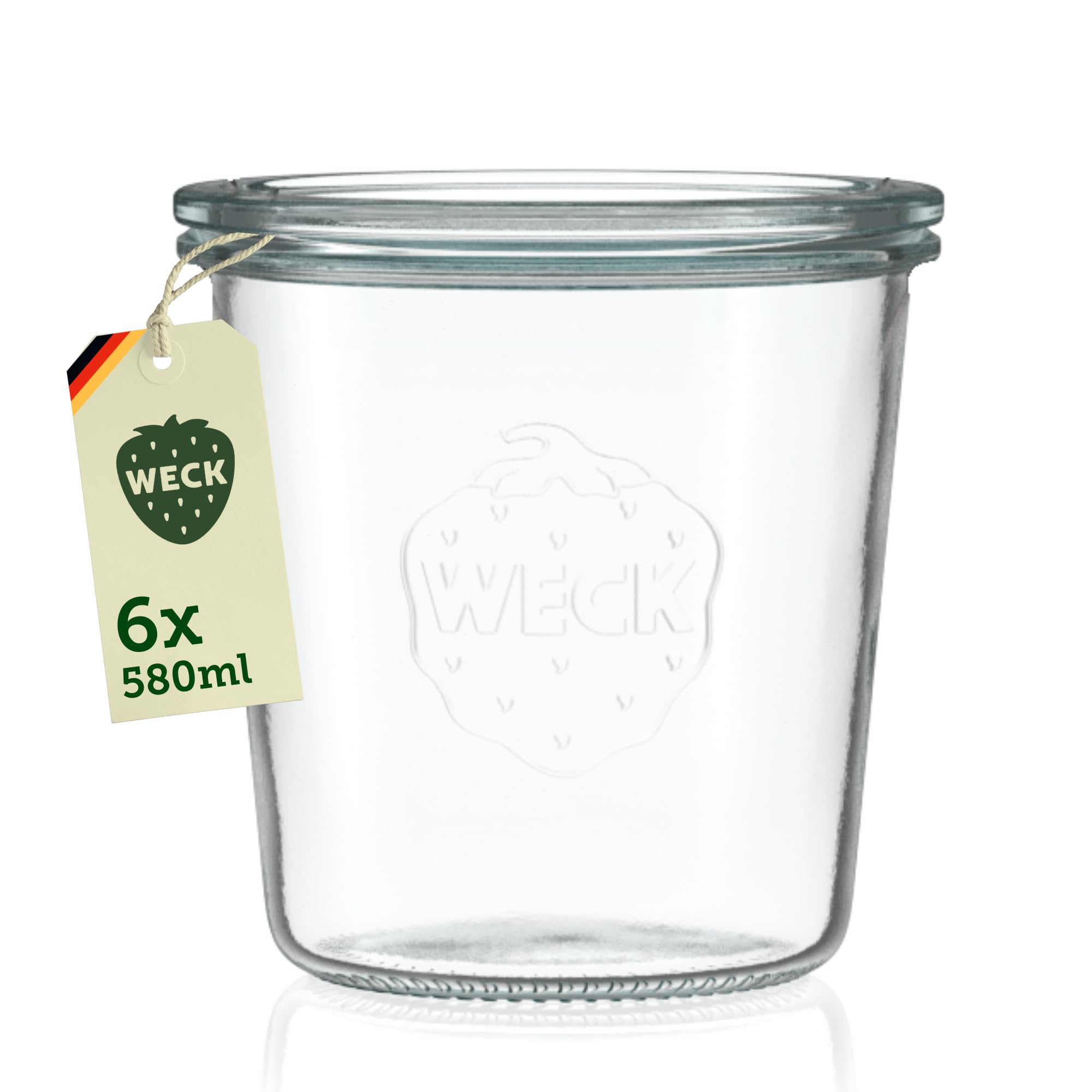 PACKNWOOD 294WEK743 Bokocook Reusable Weck Jars with Glass lid Mold - 28.7oz H:5.9in D:3.93in - 6pcs