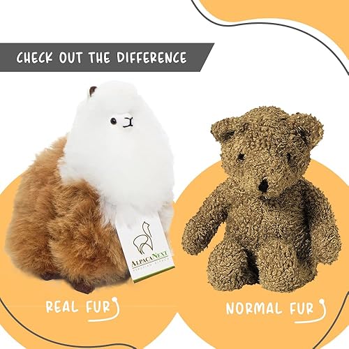 Miniatura 13 de Peluche de alpaca, 12 pulgadas, lindo, suave y tierno juguete de peluche de alpaca hecho a mano en piel natural de Alpaka real (12 pulgadas, beige)