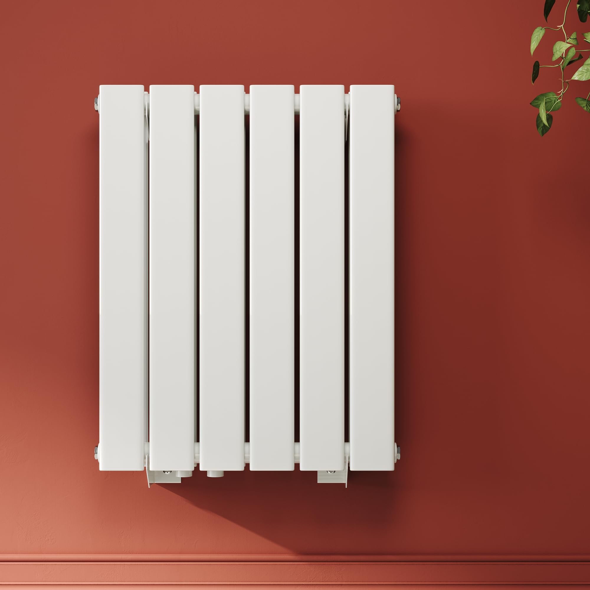 SONNI Design Heizkörper 600x465mm Weiß, Doppellagig Heizkörper flach und klein für Badezimmer, vertikaler Badheizkörper flach Paneelheizkörper für Bad Flachheizkörper mit Seitenanschluss