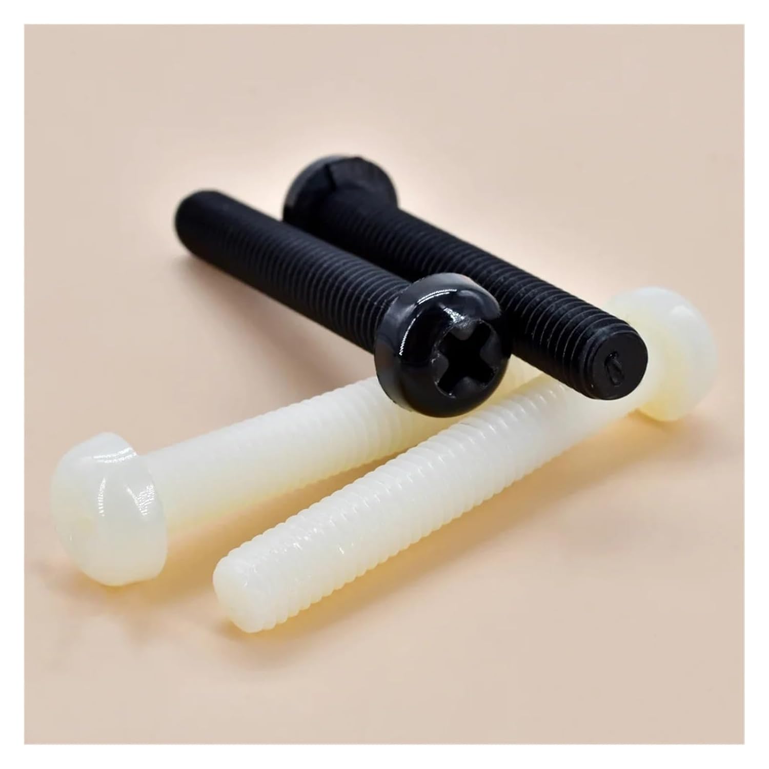 30-500Pcs Metric Thread White Or Black Nylon Plastic Insulation Phillips Pan Head Cross Round Machine Screw Bolt Length 4-50mm(White,M2x20 (500Pcs))