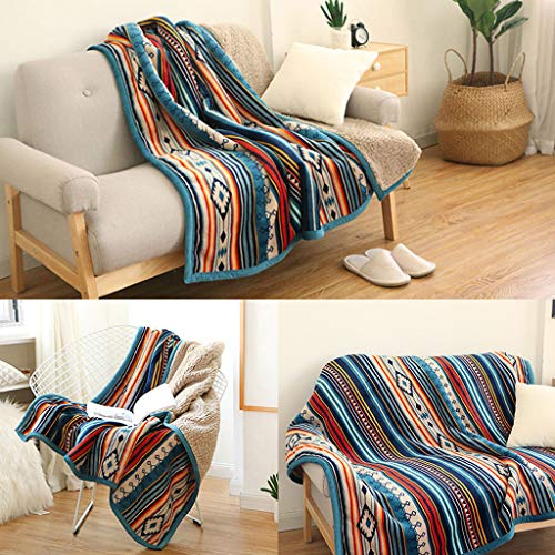 Couverture bohème double couche à rayures colorées pour climatisation