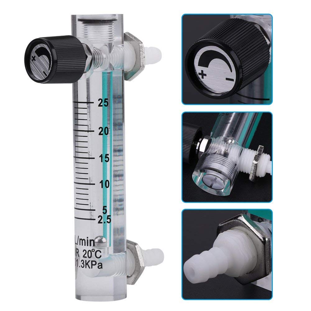 Débitmètre de gaz Débitmètre 2.5-25LPM Débitmètre avec Valve de contrôle pour l'oxygène de l'air