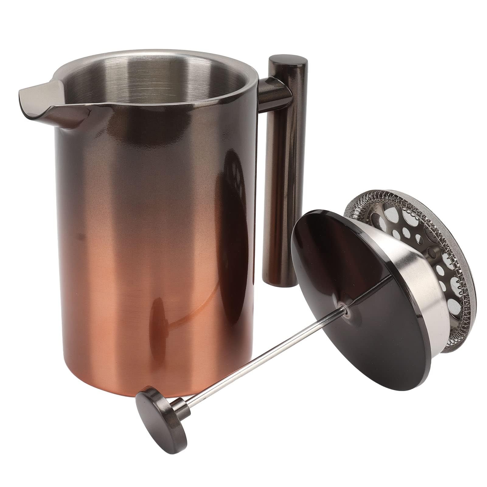 Cafetera De Prensa Francesa Con Filtro Rampa Degradada De Acero Inoxidable 304 De Doble Capa, Prensa De Café De Acero Inoxidable Portátil Y Duradera Para El Hogar Y Los Viajes(800ML)