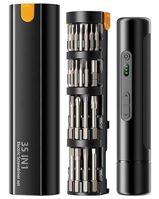 Electric Screwdriver Cordless, Power Screwdriver Set with 3 Torque Settings, 1500mAh Battery, 33 Magnetic Bits, LED Light, Rechargeable Tool for Furniture and Household Repairs