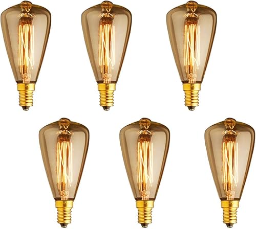 Miniatura 1 de Bombillas incandescentes vintage Edison regulables E12 40W ST48 bombillas de candelabro, 2200 K ámbar cálido ST48 luces de jaula de ardilla 240