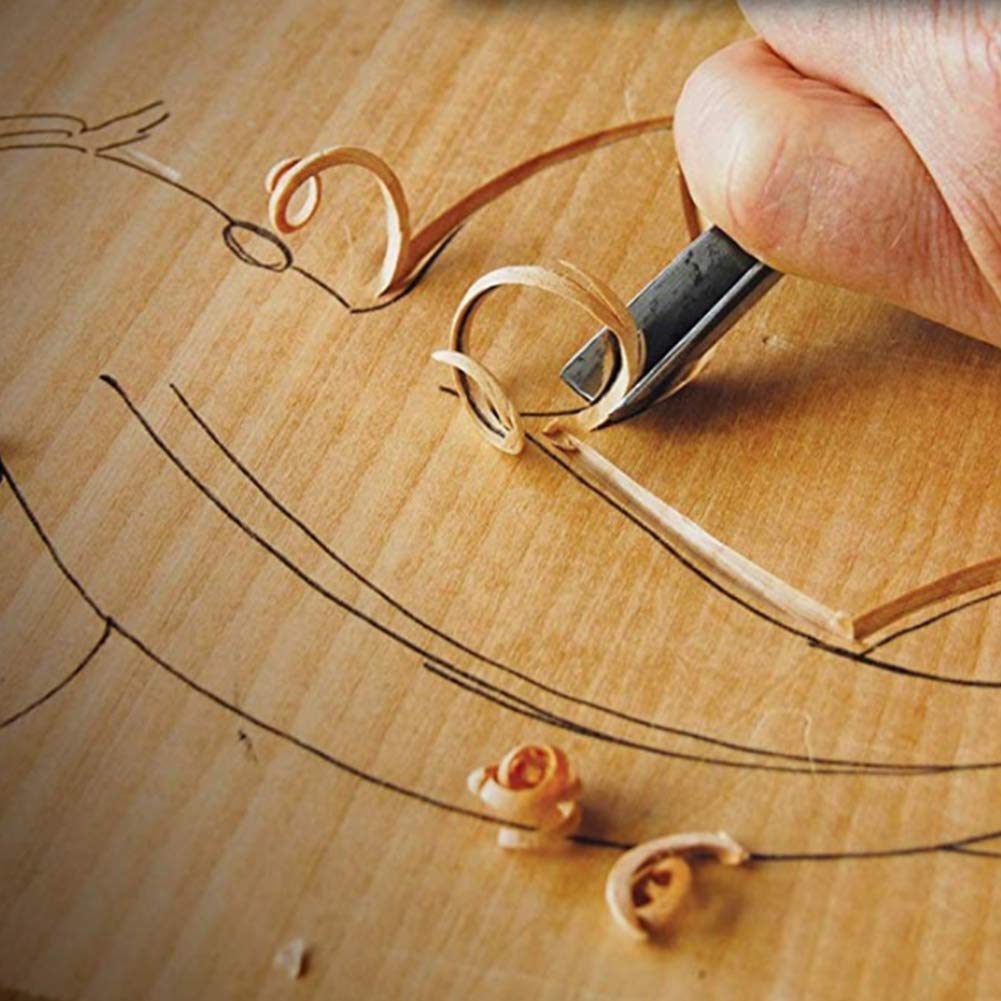 Kit di Utensili per Intaglio del Legno, Set per Intaglio del Legno, Set di Utensili per la Lavorazione del Legno, Coltello, scalpelli, Utensili per progetti Fai da Te con Custodia (10 Pezzi)