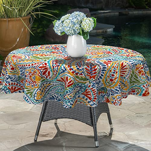Lvtxiii Round Tablecloth, Outdoor Stain And Fade Resistant Table Covers, Patio Table Cloth For Indoor Or Outdoor Table Decoration Spring Summer Picnic Party, 60" Paisley Multi #TOP2