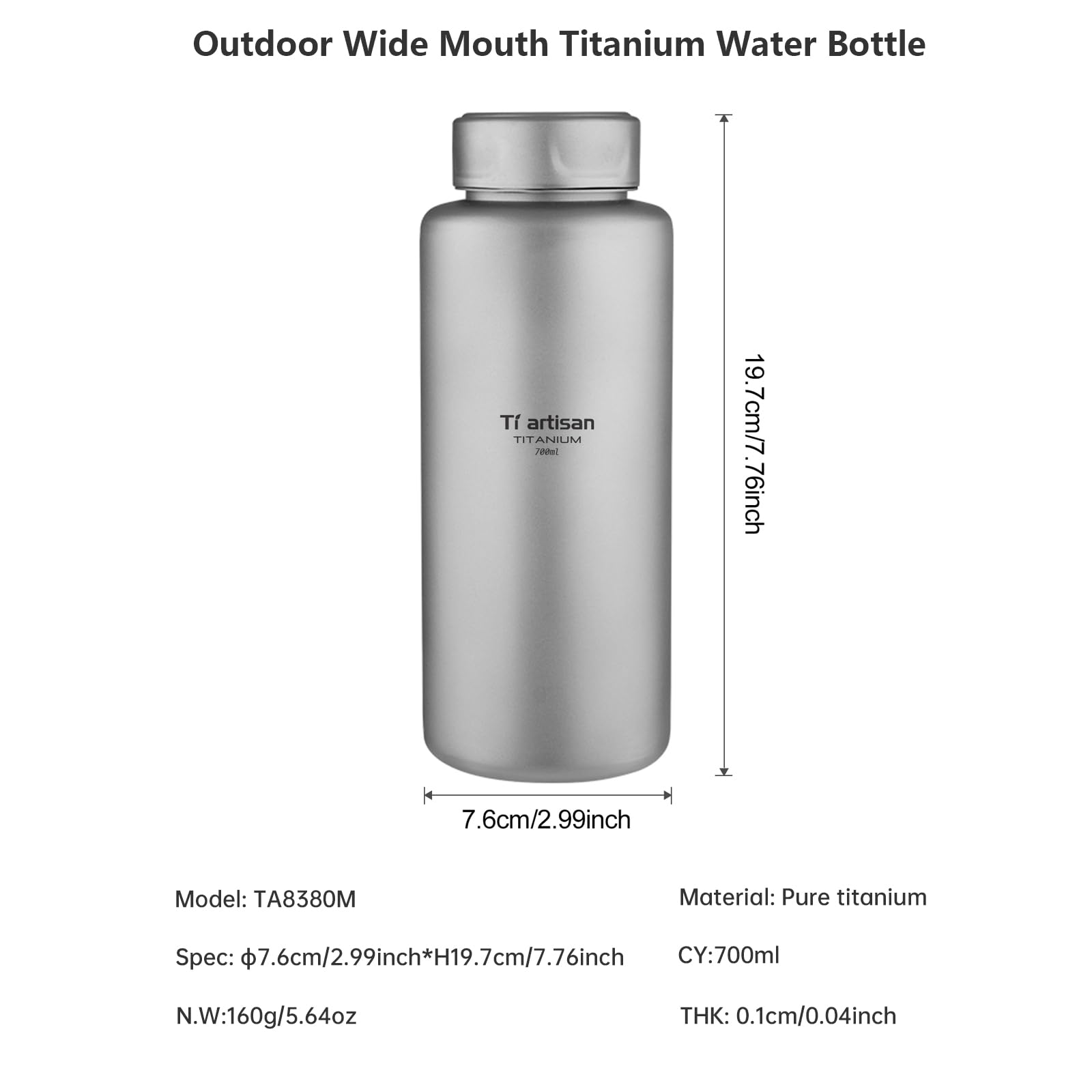 Amazon.com: Ti artisan Titanium Water Bottle Sports Bottle 700ml