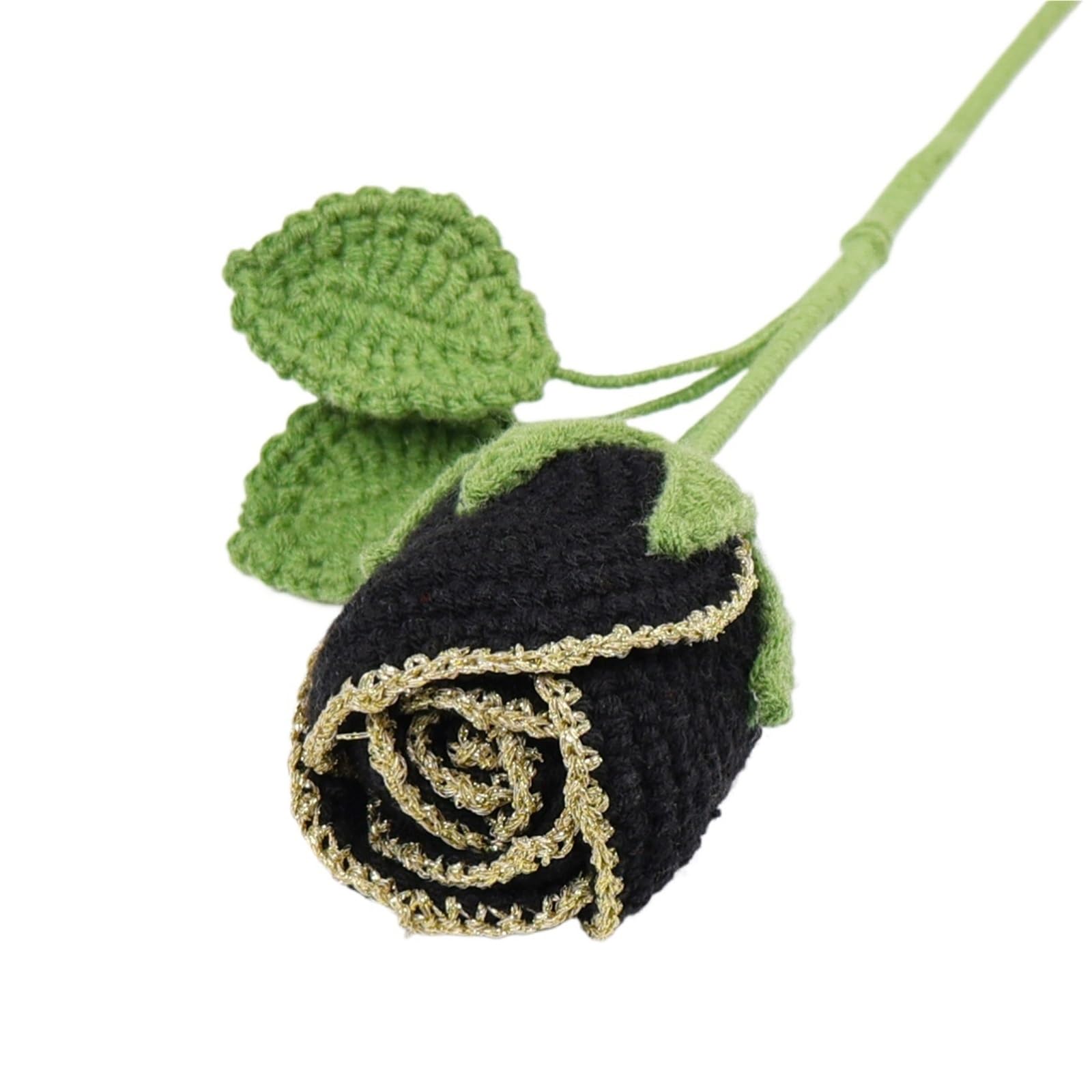 ENWWCH Big Rose Crochet Flowers Creative Knitting Handwoven Bouquet For Home(Color5)