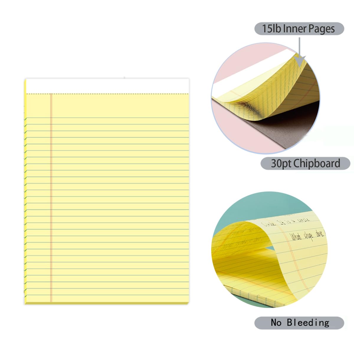 KAISA Blocchi per appunti a righe strette 12,7 x 20,3 cm 50 fogli 12 blocchi canarino