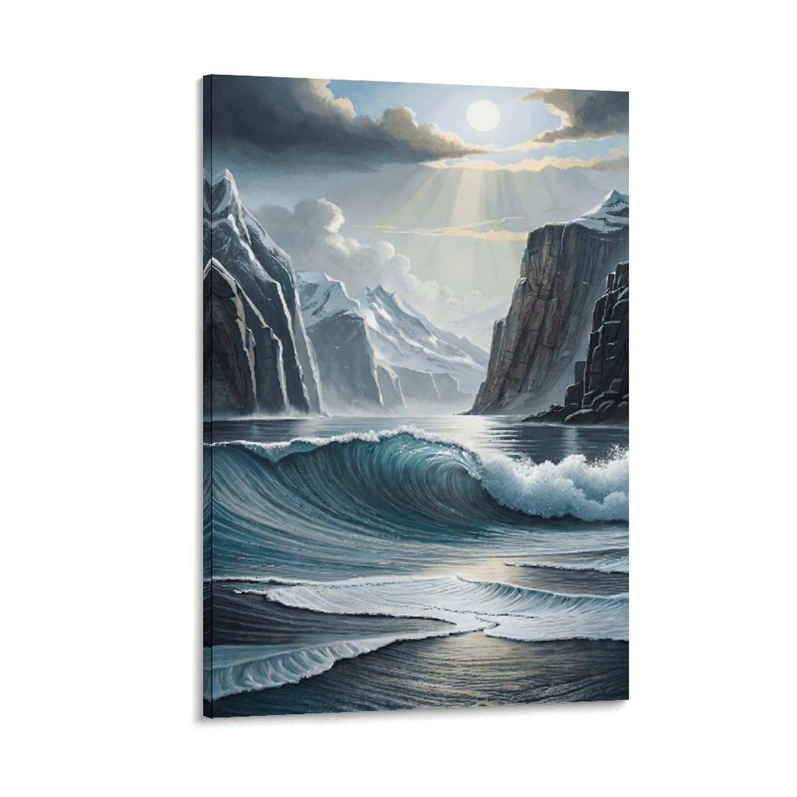 XPASHIQWC Snow Mountain Canyon Bay Wall Decor Poster Canvas Prints Picture Modern Canvas Wall Art Picture Wall Hanging for Home Decorations 20x30inch(50x75cm)