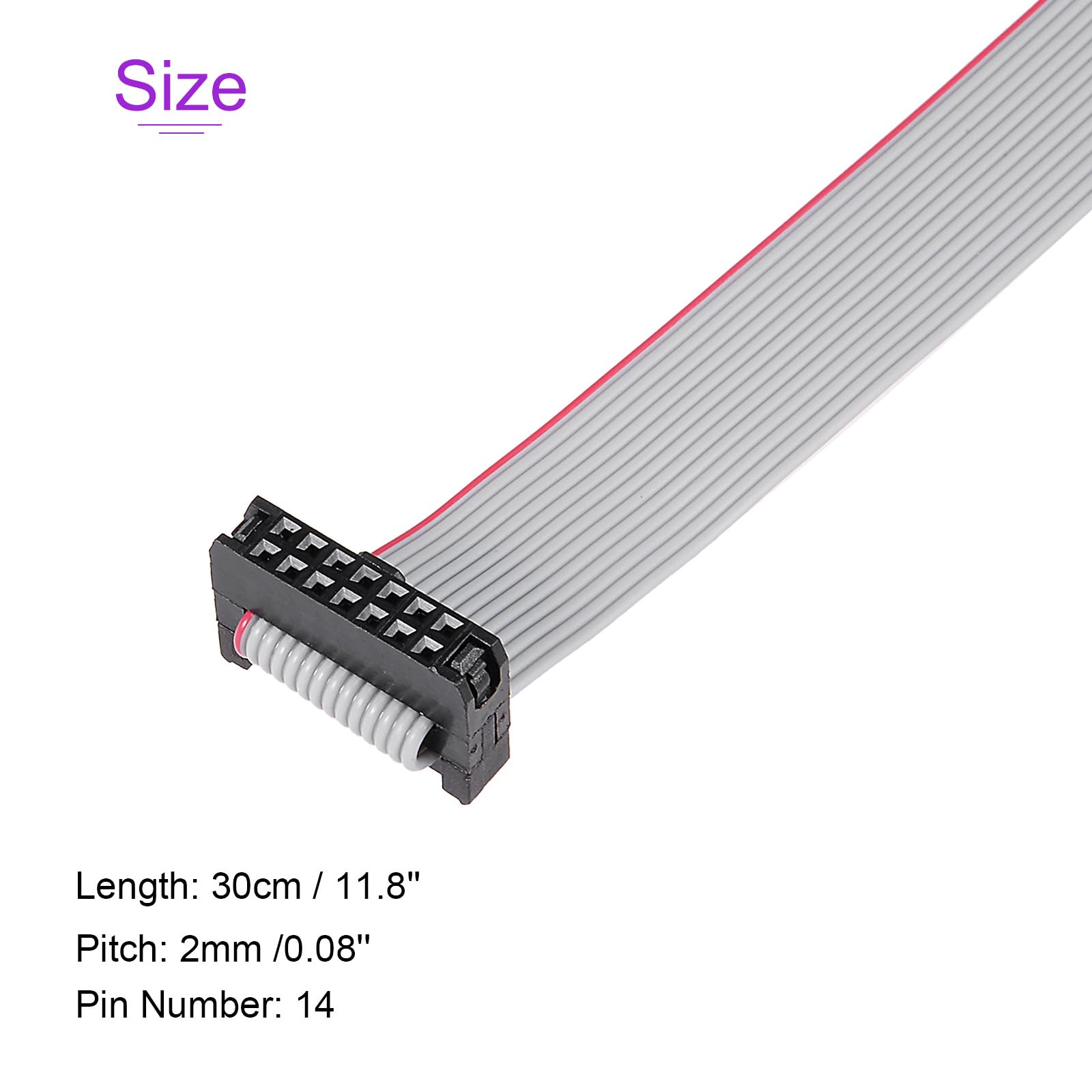 DMiotech 5pz Lungo 30CM 2MM Flat Nastro Cavo IDC 14 Pin Connettore