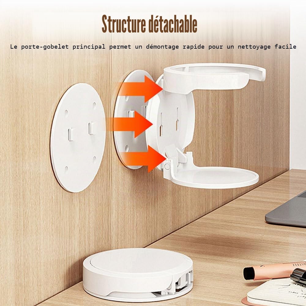 Porte-gobelets Rabattable,2 Porte-gobelets Muraux Pliables et sans Perforation pour Boissons et Cafés d'un Diamètre Maximal de 8,3 Cm