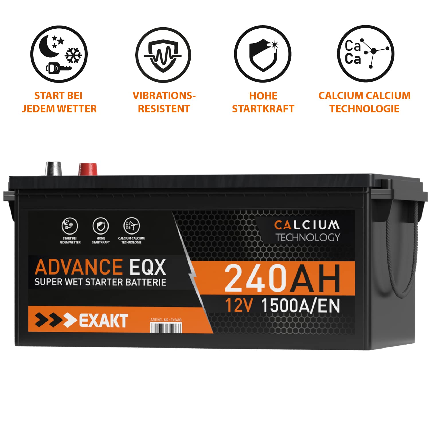 EXAKT LKW Batterie 12V 240Ah ersetzt 225Ah 230Ah 220ah Schlepper Traktor