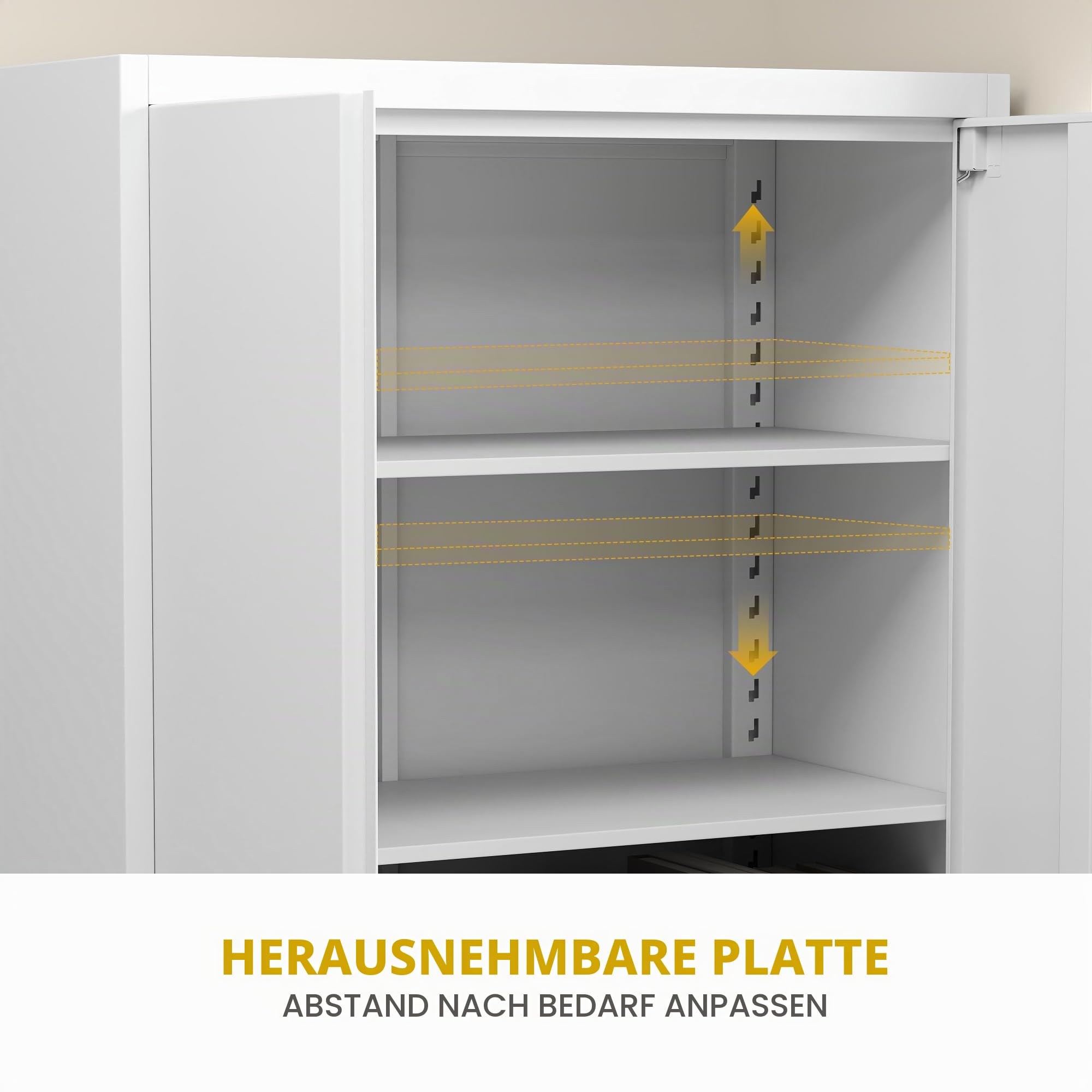 DWVO Metallschrank Abschließbar 4 Regale Stahlschrank Weiß 180x60x34cm