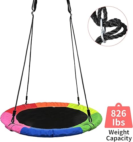 Miniatura 5 de Columpio de árbol, columpio volador de 40 pulgadas para niños, capacidad de peso de 900 libras, con correas ajustables para colgar, para interiores