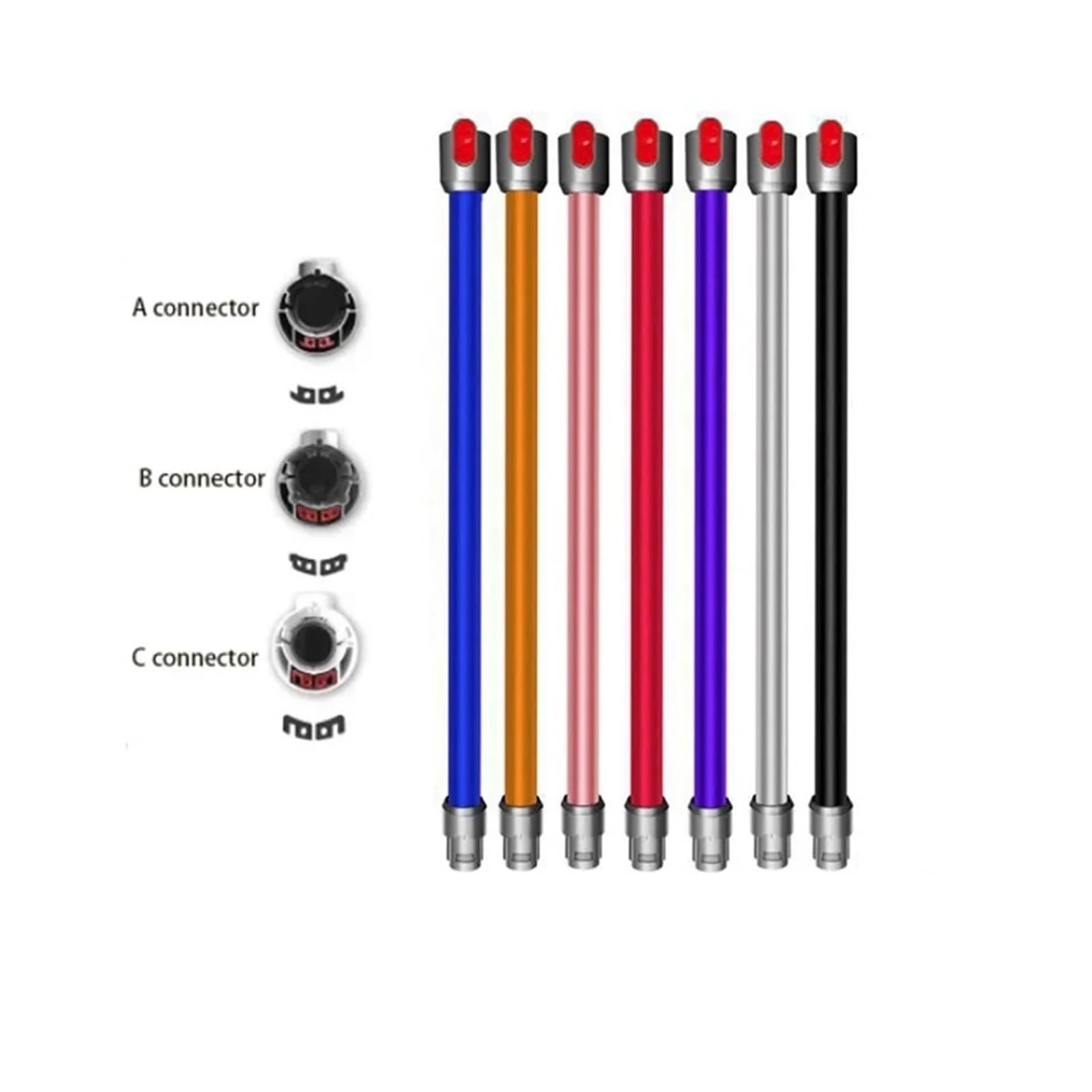 Tige d'extension, compatible avec Dyson, V6 DC58 DC59 DC61 DC62, barre de tuyau droite, bâton de dégagement, tube de baguette, pièces de rechange for aspirateur(Red A)