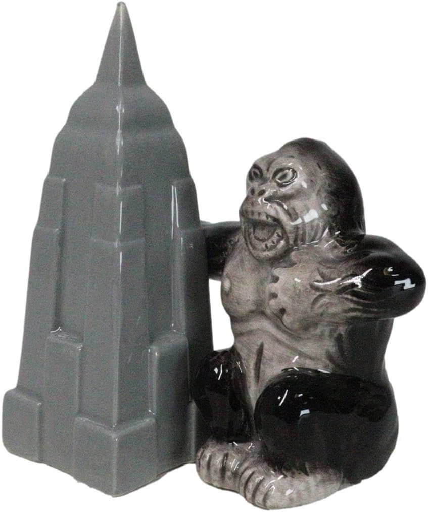 Ebros King Kong And The Empire State Building Magnetic Salt And Pepper Shakers Set Figurines Party Kitchen Tabletop Silverback Gorillas Primates Apes New York City Collectible Decorative Accents