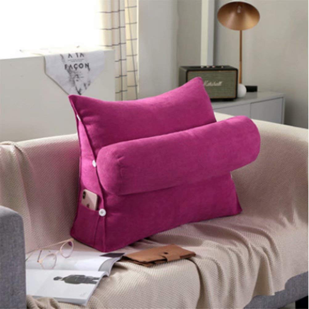 Coussin de lecture triangulaire réglable rose pour un soutien lombaire optimal